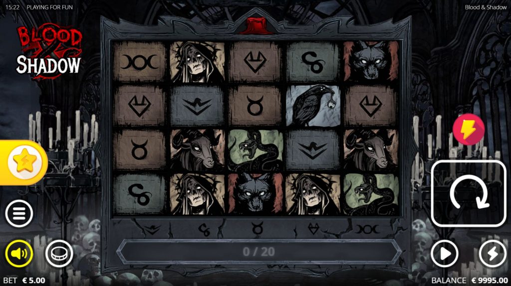 Makaralar Ekranı Blood & Shadow Slot: Makaralar Ekranı