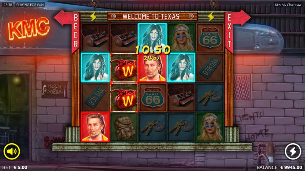 Екран перемоги Kiss My Chainsaw Slot: Win Screen